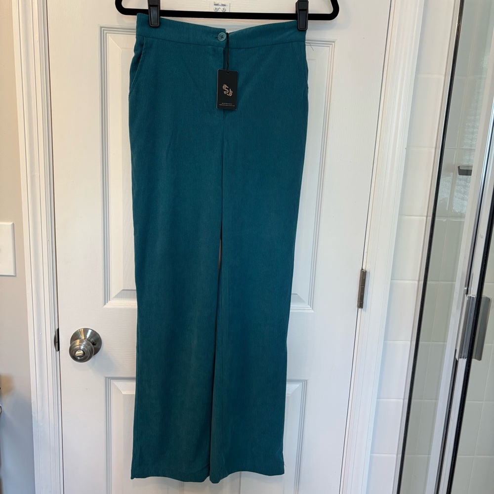 NWT Sincerely Jules Teal Corduroy Pants, size small